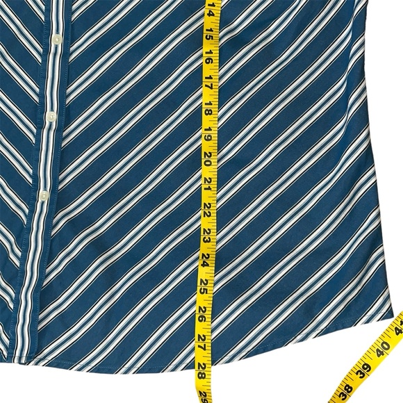 Jones New York Button Down Long Sleeve Stripes‎ Teal/White Size 2X - Picture 7 of 11